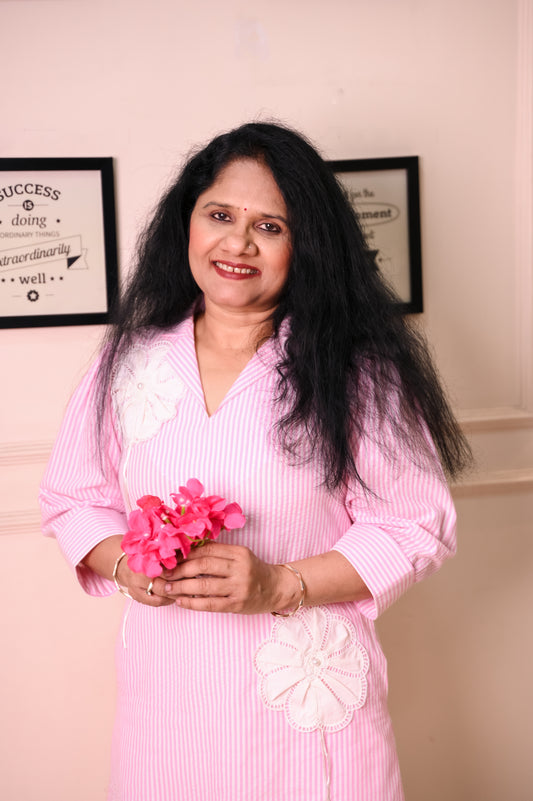 Pink Applique check tunic