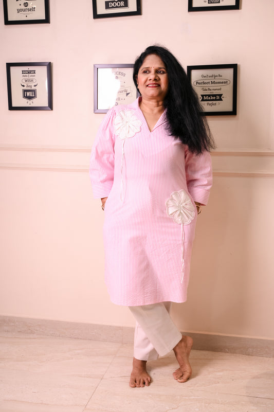 Pink Applique check tunic