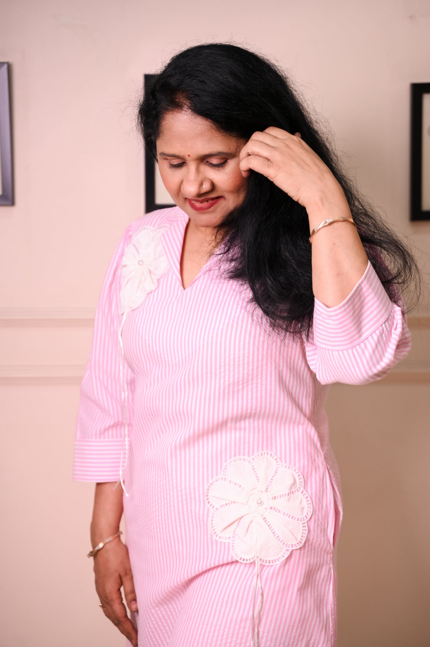 Pink Applique check tunic
