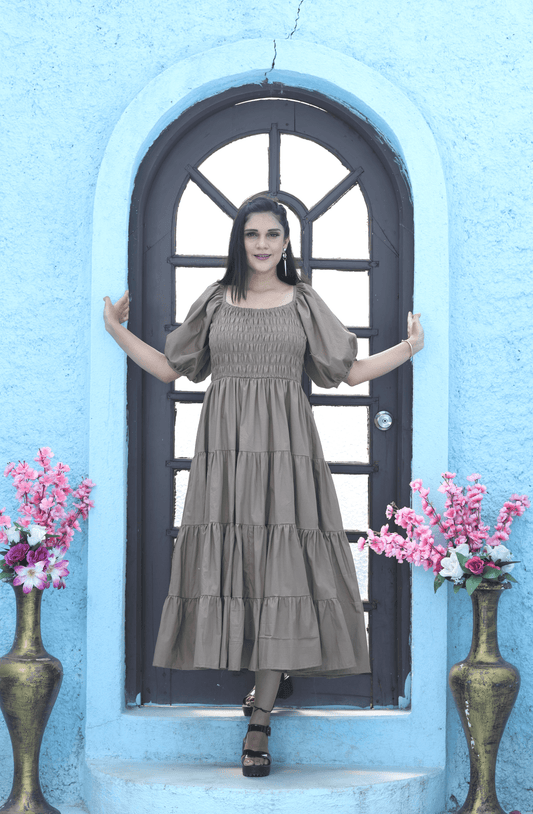 Tan Poplin layered dress