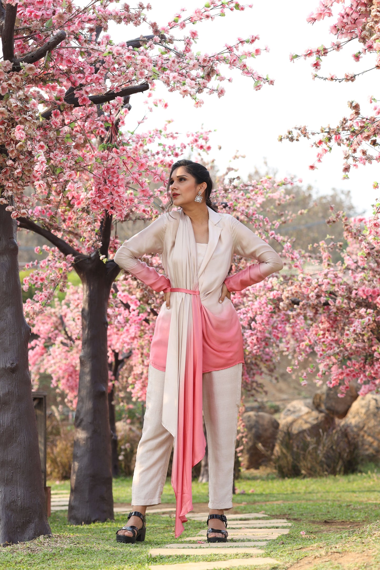 Grey-Pink Ombre Pantsuit