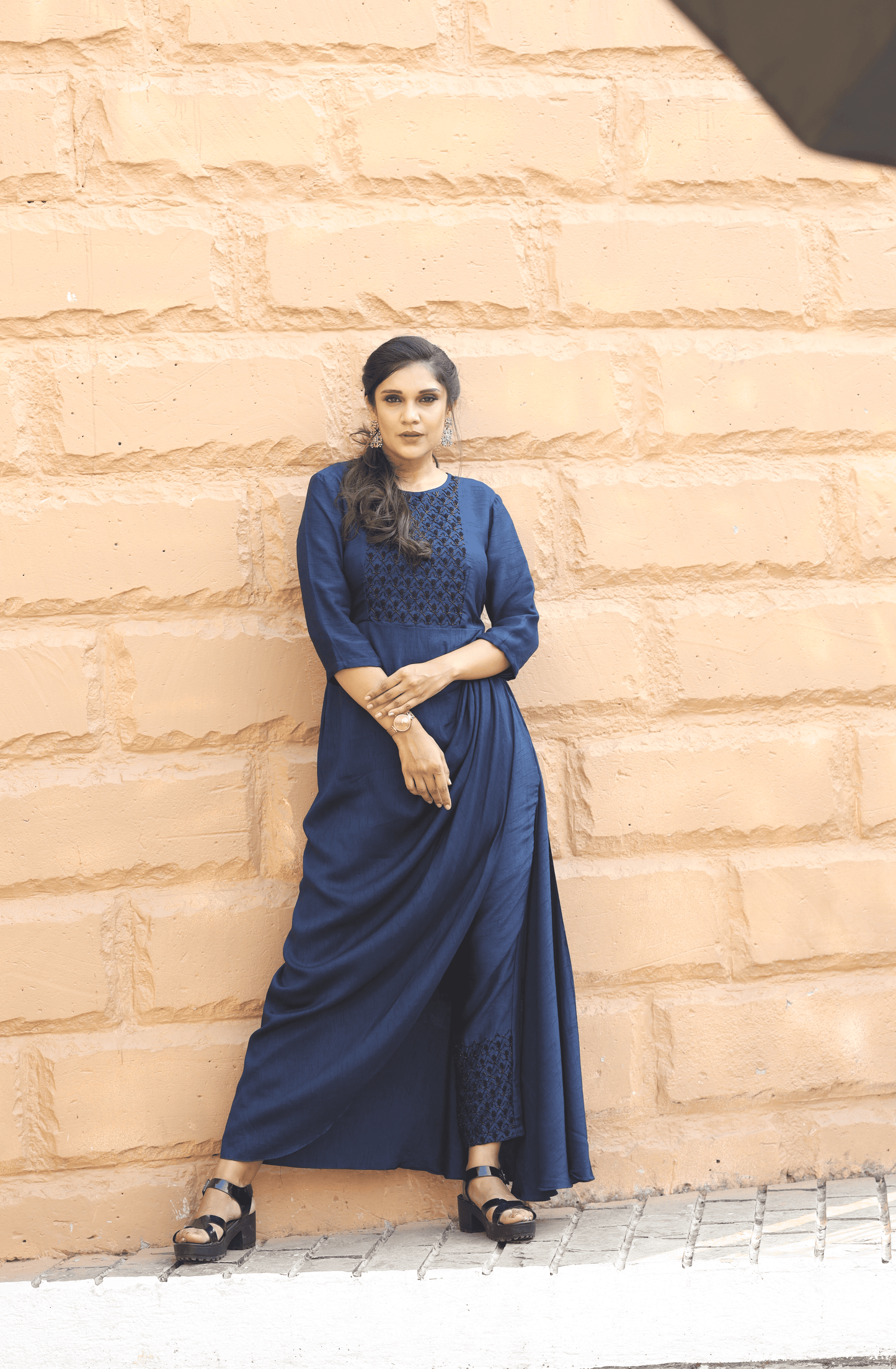 Blue Silk with embellishments