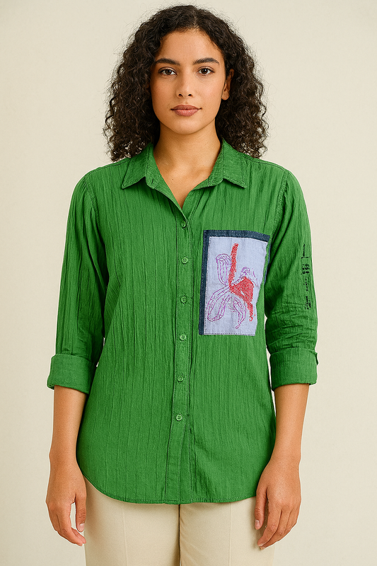 Denim Patch crushed Shirt
