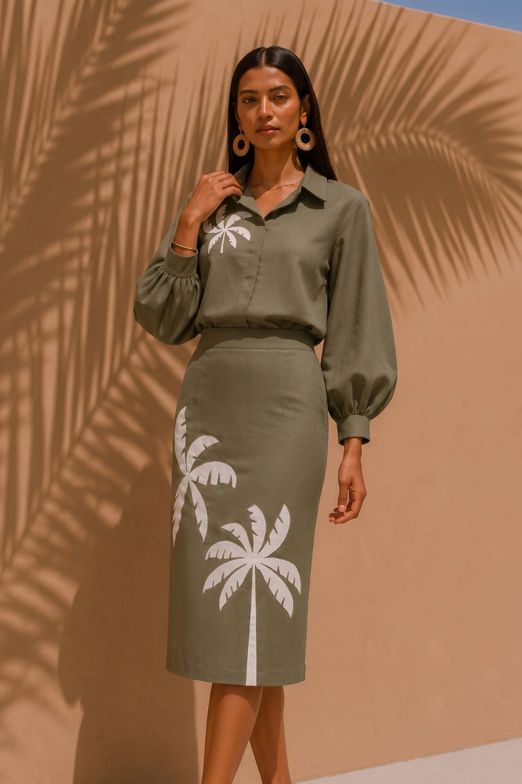 Sage Palm Skirt Co-ord