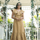 Beige Ruffled Poplin Dress