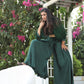 Green Heavy Crape green pants blouse set
