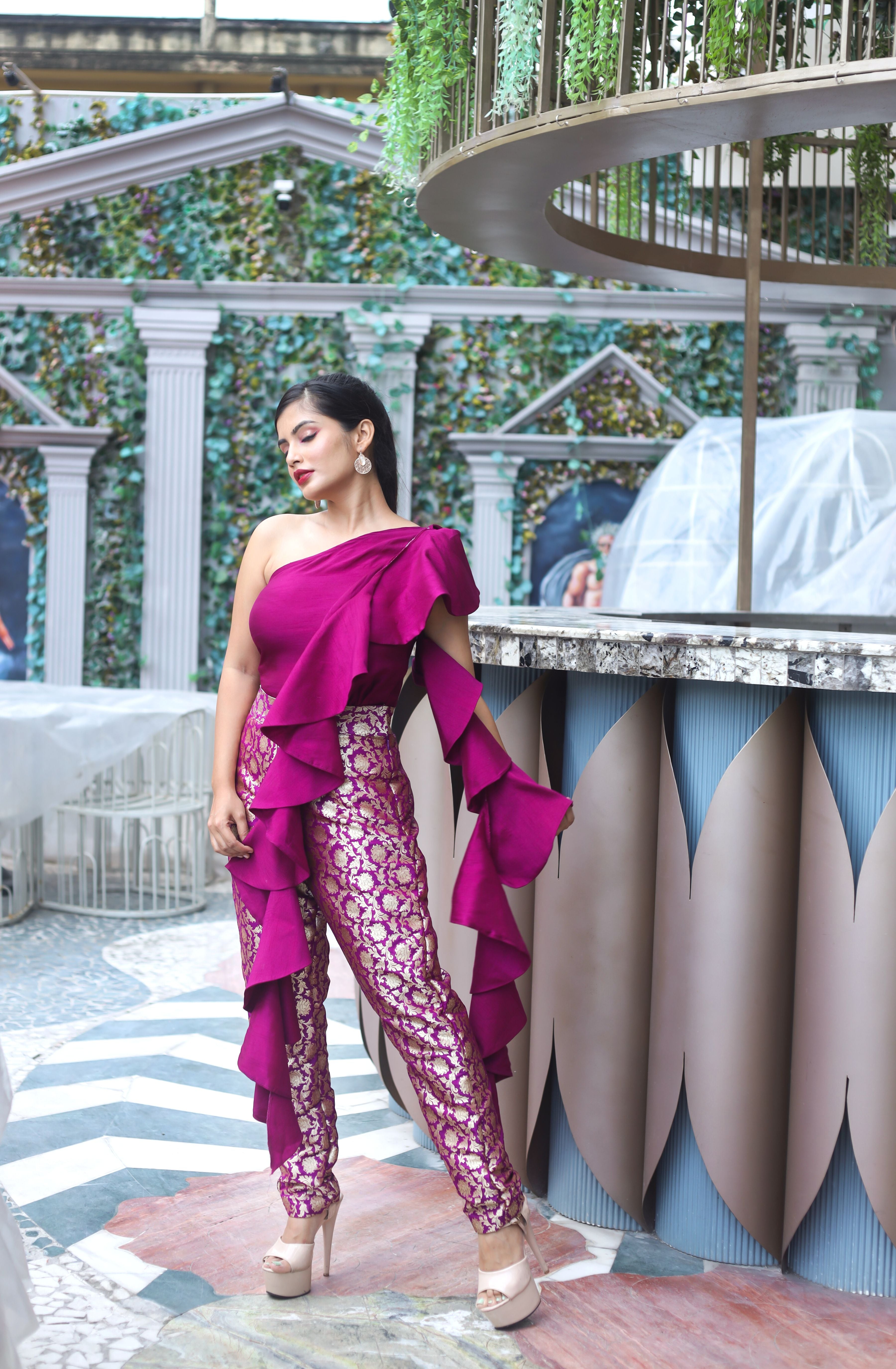 Buy Payal Jain Pink Silk Brocade Kurta Set Online  Aza Fashions