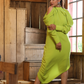 Green Crape Dress with Sleeve detail