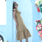 Beige Ruffled Poplin Dress