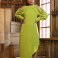 Green Crape Dress with Sleeve detail
