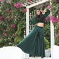 Green Heavy Crape green pants blouse set